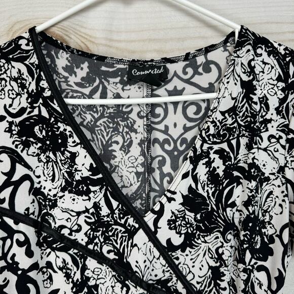 Connected Apparel White & Black Paisley Print Short Sleeve Midi Dress Size 10 - Picture 3 of 7